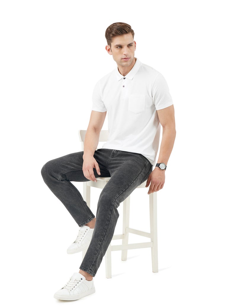 inkd جينز رجالي ضيق - متوسط الارتفاع | مزيج القطن | غرزة التباين | قماش قابل للتمدد | تصميم كلاسيك 5 بوكت - Image 3